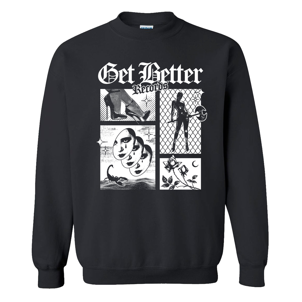 "Leather" Crewneck Black