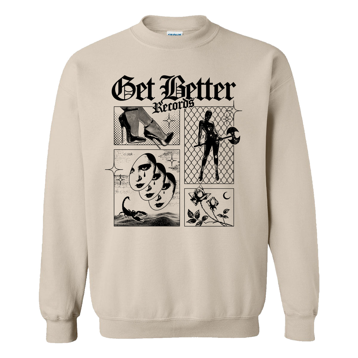 "Leather" Crewneck Cream