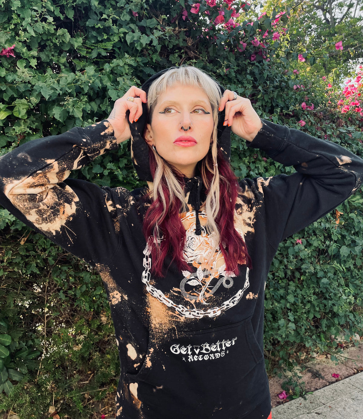 GBR Rose Pull Over Hoodie (Bleached)