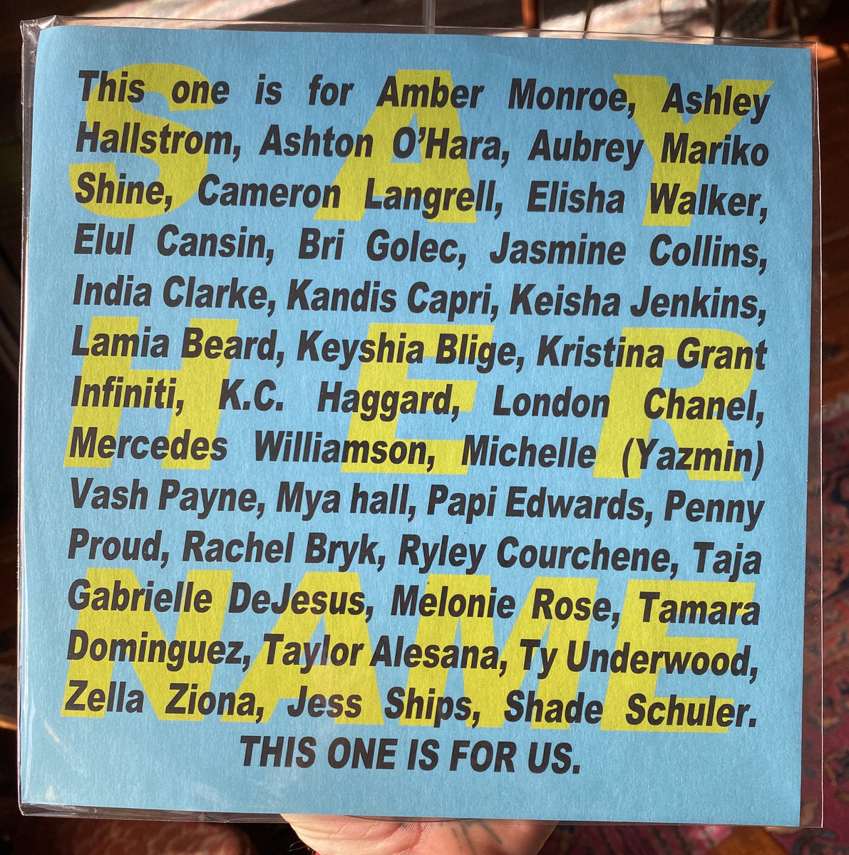 SAY HER NAME 9" Lathe Cut