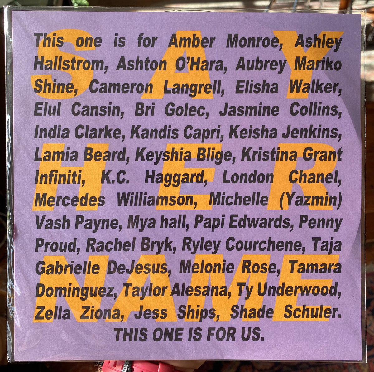 SAY HER NAME 9&quot; Lathe Cut